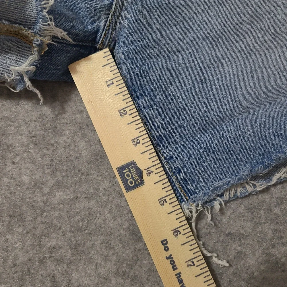 Levi's 501 Original Shorts Women 26 Light Blue Distressed High Waisted Denim